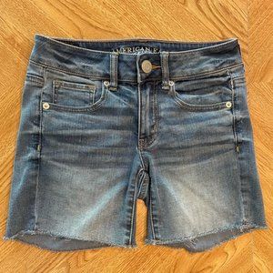 American Eagle midi super stretch jean shorts